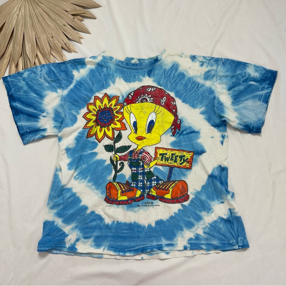 Vintage 1994 Warner Bros Freeze Single Stitch Tie Dye Tweety Bird Hippie Shirt